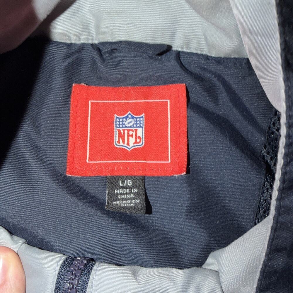 Denver Broncos NFL Jacket Blue Full Zip Logo Lined Size Large Hooded - Picture 3 of 6